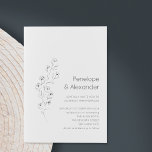 Minimalistisk Modern Blommigt Sketch Elegant bröll Inbjudningar<br><div class="desc">Bröllbjudan till minimal modern Blommigt Sketch Teckning Chic i svartvitt</div>