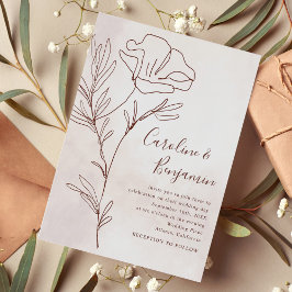 Minimalistisk Modern Blommigt Sketch Elegant bröll Inbjudningar