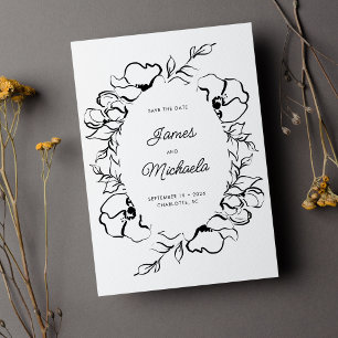 Minimalistisk Modern Blommigt Sketch Elegant bröll Spara Datumet