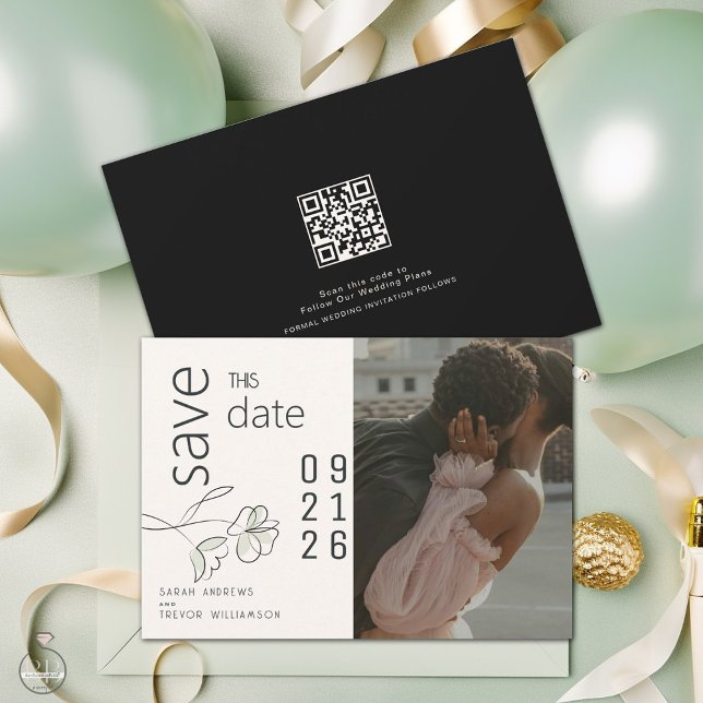 Minimalistisk, modern Blommigt, slutförvaring och  Inbjudningar (Skapare uppladdad)