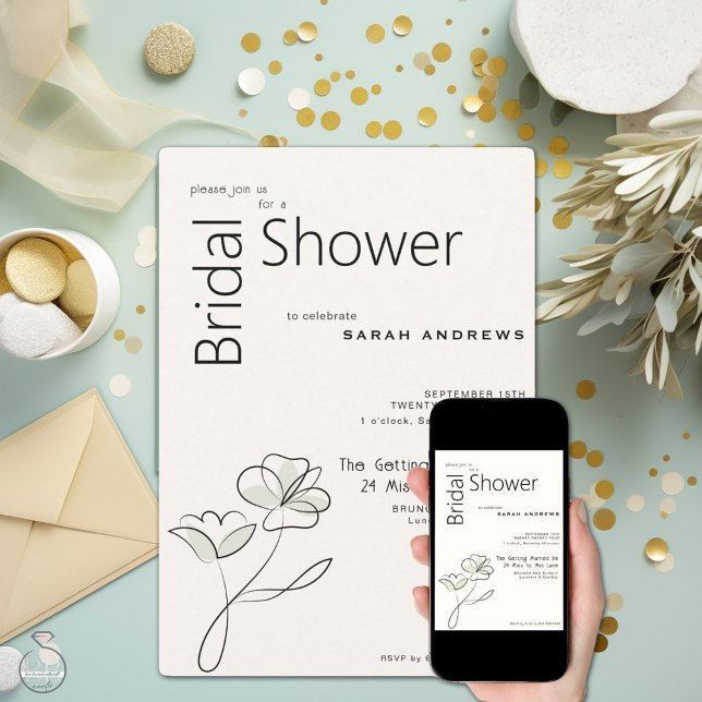 Minimalistisk, modern Blommigt, slutförvaring och  Inbjudningar (Skapare uppladdad)