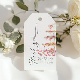 Minimalistisk modern Blommor och Prosecco Tack Presentetikett