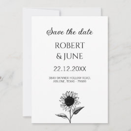 Minimalistisk modern blomsterbröllop spara datum inbjudningar