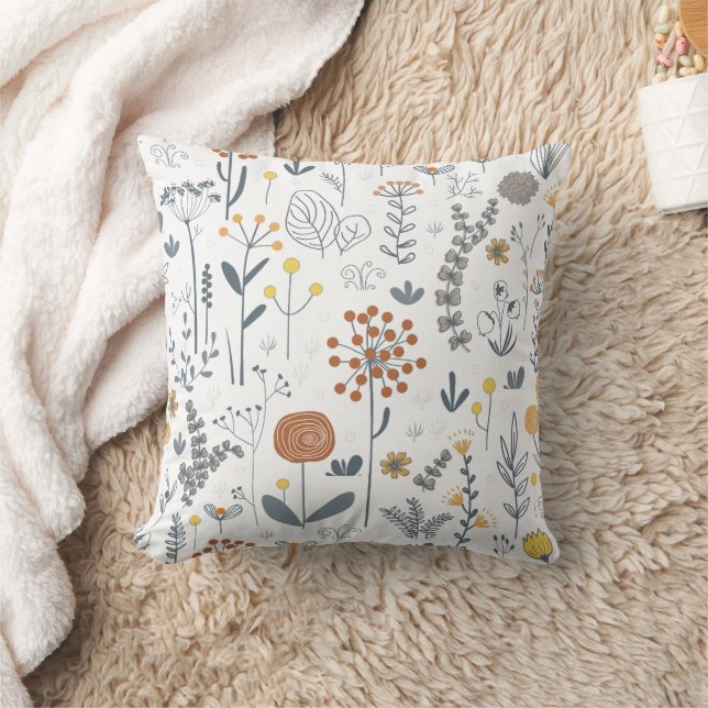 Minimalistisk modern blomsterkontur kudde (Filt)