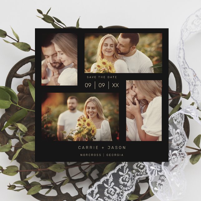 Minimalistisk modern Bröllop 4-fotosamling i Spara Datumet (Skapare uppladdad)