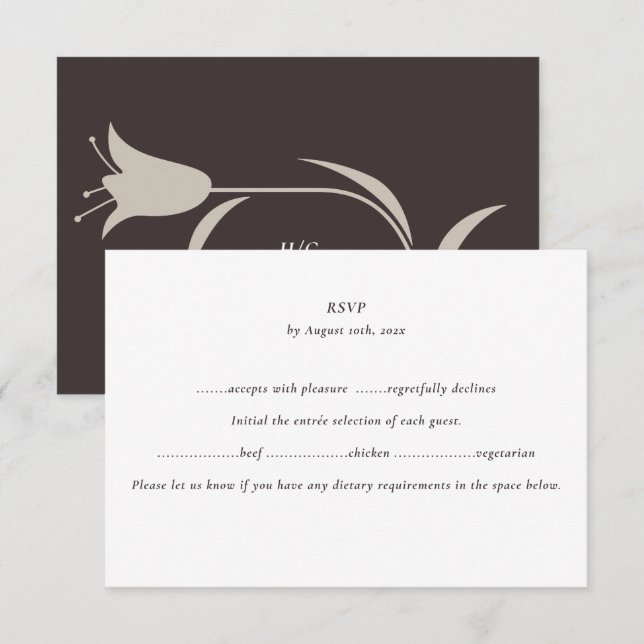 Minimalistisk Modern Bröllop | Neutral Greige Blom OSA Kort (Fram/baksida)