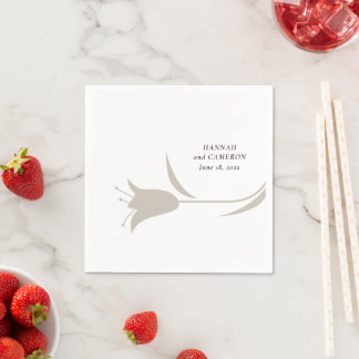 Minimalistisk Modern Bröllop  Neutral Greige Blomm Pappersservett