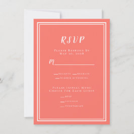 Minimalistisk Modern Bröllop OSA Menu Coral White