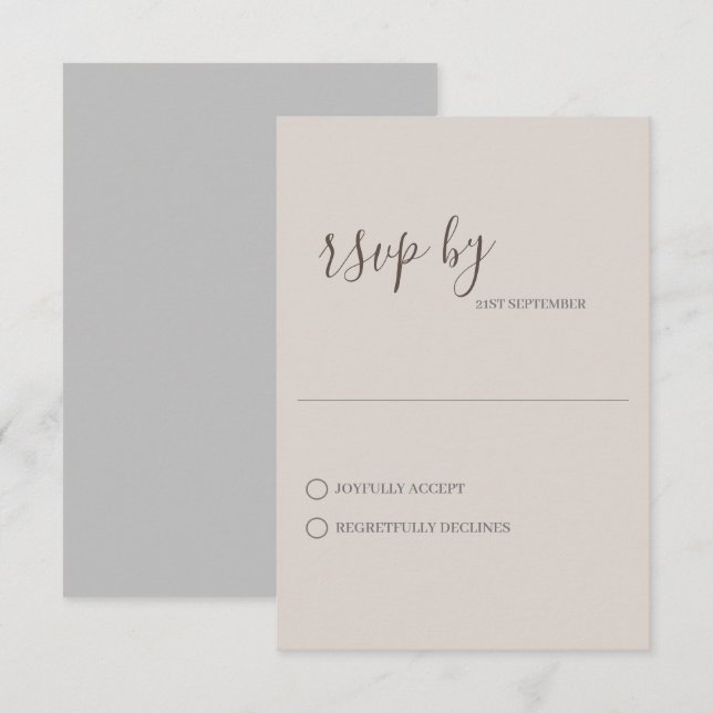 Minimalistisk modern bröllops-RSVP-kort OSA Kort (Fram/baksida)