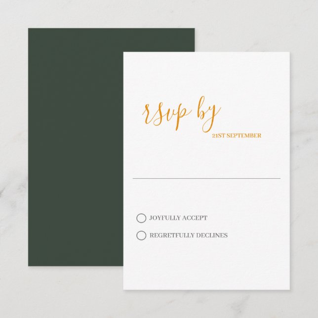 Minimalistisk modern bröllops-RSVP-kort OSA Kort (Fram/baksida)