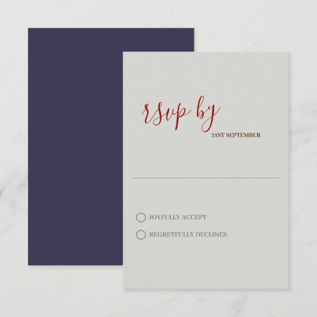 Minimalistisk Modern Bröllops-RSVP-Kort OSA Kort (Fram/baksida)