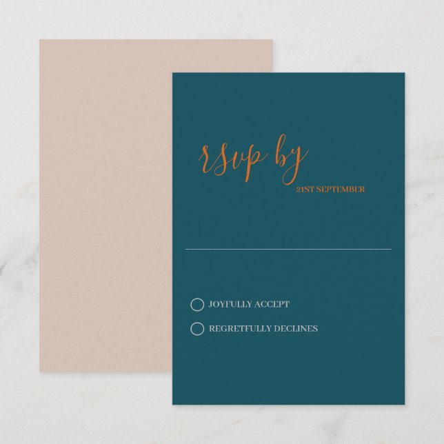 Minimalistisk Modern Bröllops-RSVP-Kort OSA Kort (Fram/baksida)