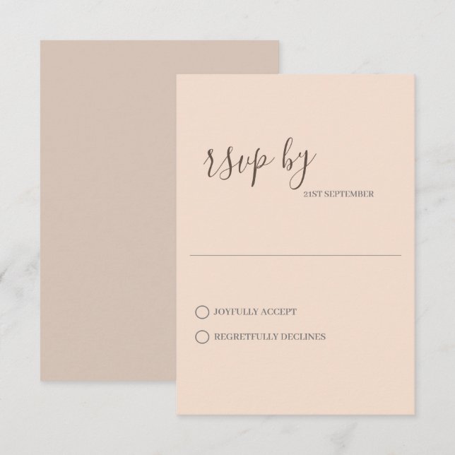 Minimalistisk Modern Bröllops-RSVP-Kort OSA Kort (Fram/baksida)