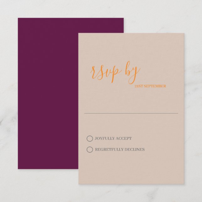 Minimalistisk modern bröllops-RSVP-kort OSA Kort (Fram/baksida)