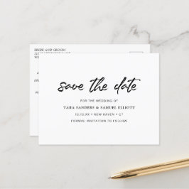 Minimalistisk Modern Bröllopsdatering Meddelande Vykort