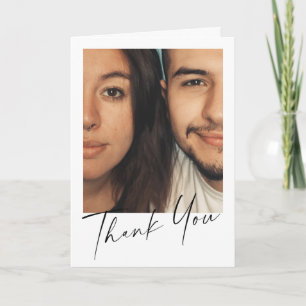 Minimalistisk Modern Bröllopsfoto Anpassad Meddela Tack Kort