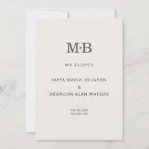 Minimalistisk Modern Bröllopskort för Elopement