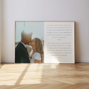 Minimalistisk Modern Bröllopslöfte Manus Foto Poster