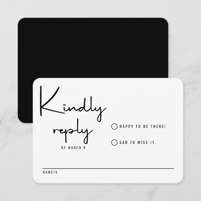 Minimalistisk Modern Calligraphy-Avslappnad Bröllo OSA Kort (Fram/baksida)