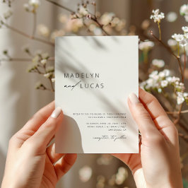 Minimalistisk Modern Calligraphy Black White Bröll Inbjudningar