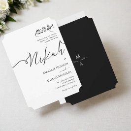 Minimalistisk Modern Calligraphy Black & White Nik Inbjudningar