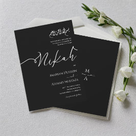 Minimalistisk Modern Calligraphy Black & White Nik Inbjudningar