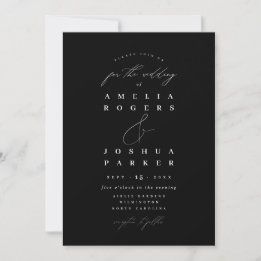 Minimalistisk Modern Calligraphy Bröllop Black Inbjudningar
