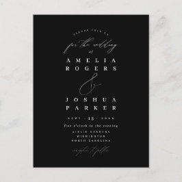 Minimalistisk Modern Calligraphy Bröllop Black Vykort