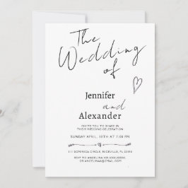 Minimalistisk Modern Calligraphy-bröllopsinbjudan Inbjudningar