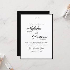 Minimalistisk Modern Calligraphy-bröllopsinbjudan Inbjudningar