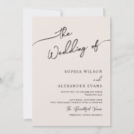 Minimalistisk Modern Calligraphy-bröllopsinbjudan Inbjudningar