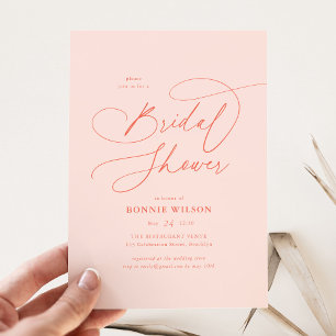 Minimalistisk Modern Calligraphy Rosa Möhippa Inbjudningar