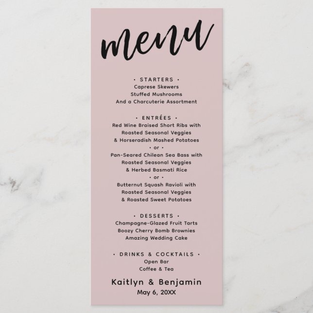 Minimalistisk Modern Casual Typografi Dammros Meny (Framsida)