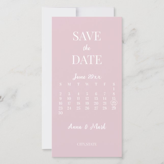 Minimalistisk Modern Champagne Rosa Kalender Spara Datumet (Framsida)