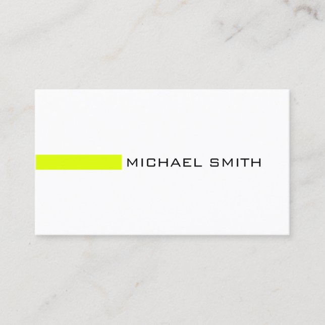 Minimalistisk Modern Chartreuse Elegant White Visitkort (Framsida)