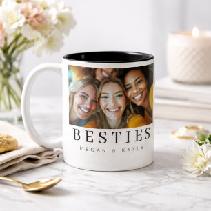 Minimalistisk Modern Chic Bästa Vänner BFF Foto Två-Tonad Mugg