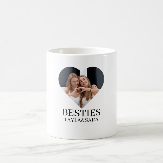 Minimalistisk Modern Chic Best Friends BFF Photo t Kaffemugg (Center)