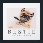 Minimalistisk modern Chic Pet Bestie BFF-foto Fyrkantig Klocka<br><div class="desc">Design består av roligt och lekfull typografi med sans serif- och serif-teckensnitt. Lägg till ett foto på anpassningsbarna.</div>