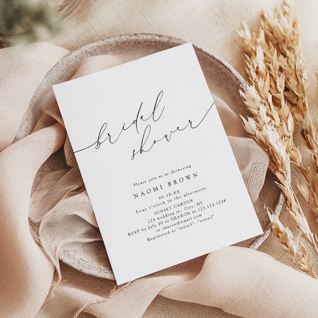 Minimalistisk modern chic script bröllopsdusch  inbjudningar (Minimalist Modern Chic Script Bridal Shower Invitation)