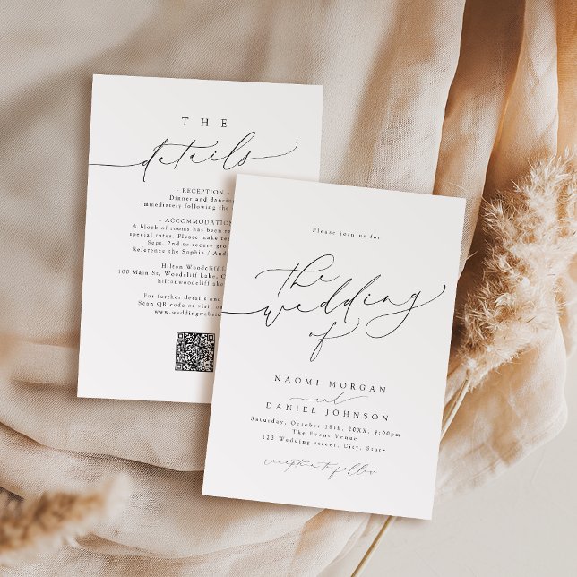 Minimalistisk Modern Chic Script Elegant Bröllop Inbjudningar (Minimalist Modern Chic Script Elegant Wedding Invitation)