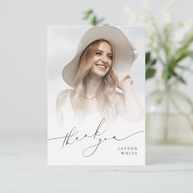 Minimalistisk Modern Chic-skript, foto Studenten Tack Kort (Stående Fram)