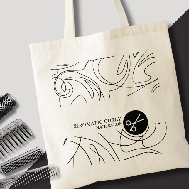 Minimalistisk Modern Classy Simple Line Hair Studi Tygkasse (Skapare uppladdad)