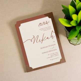 Minimalistisk Modern Cream Terracotta Islamic Nika Inbjudningar