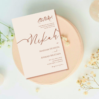 Minimalistisk Modern Cream Terracotta Islamic Nika Inbjudningar