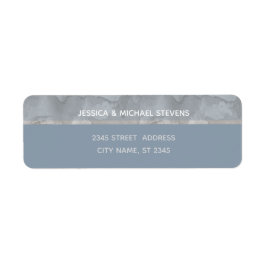 Minimalistisk modern dammig blå vattenfärg rand returadress etikett