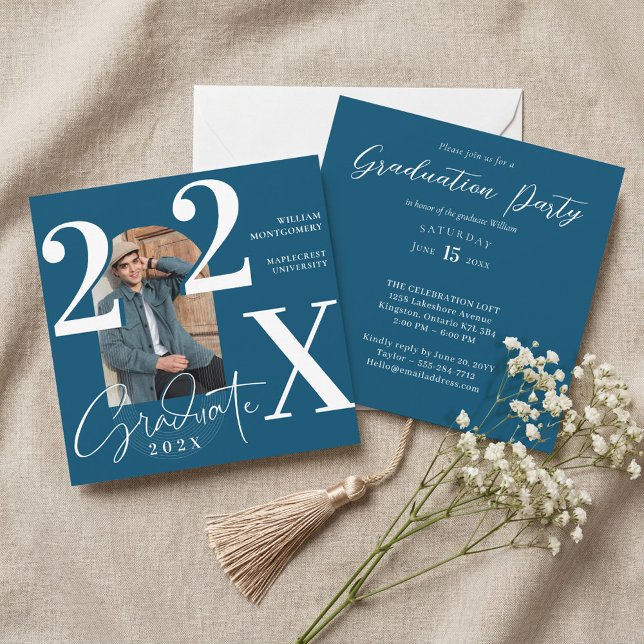 Minimalistisk Modern Djärv Examen År Ark Foto Inbjudningar (Minimal Modern Bold Graduation Year Arch Photo Invitation)