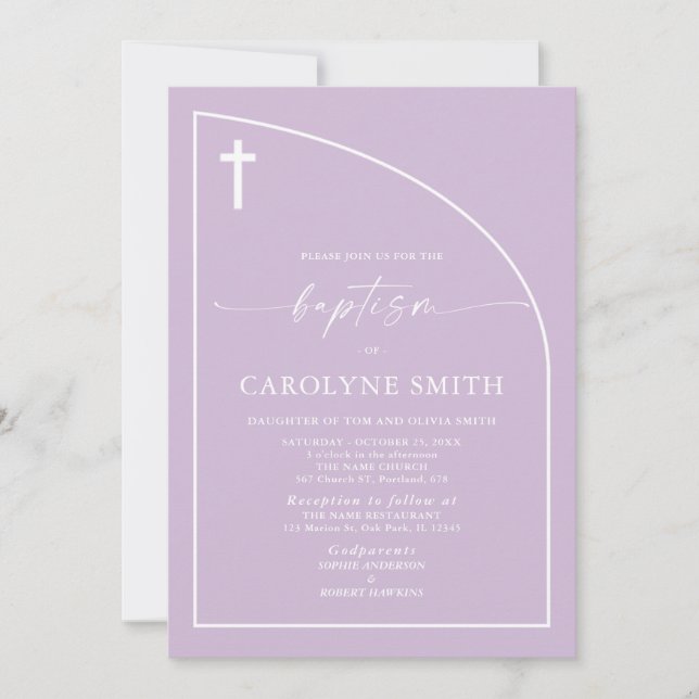Minimalistisk Modern Elegance Girl Baptism-inbjuda Inbjudningar (Framsida)