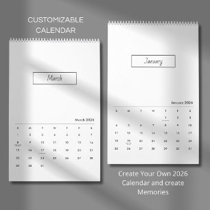 Minimalistisk Modern Elegant 2026 Kalender