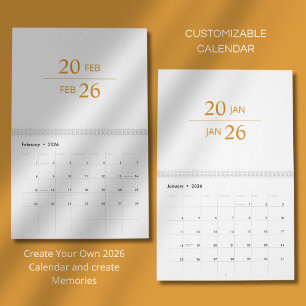 Minimalistisk Modern Elegant 2026 Kalender