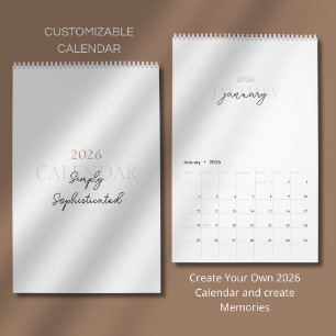 Minimalistisk Modern Elegant 2026 Kalender